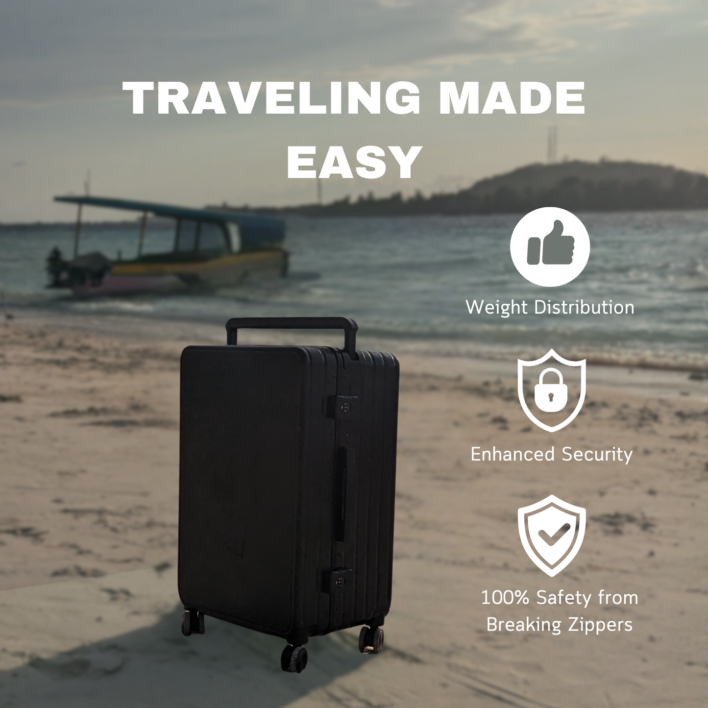 Zipper-Free Design Wide Handle Luggage 26 Inch